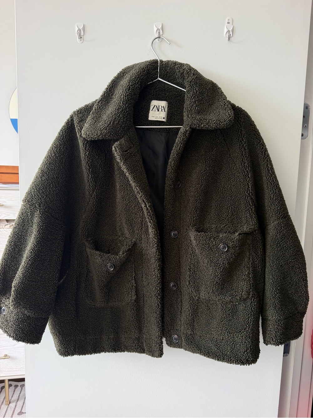 Zara Kids Dark Olive Sherpa Puffer Jacket